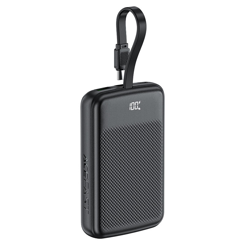 AceFast | 17971 | M13 | 10000 PD22.5W Power Bank With Cable | Black AceFast | 17971 | M13 | 10000 PD22.5W Power Bank With Cable | Black